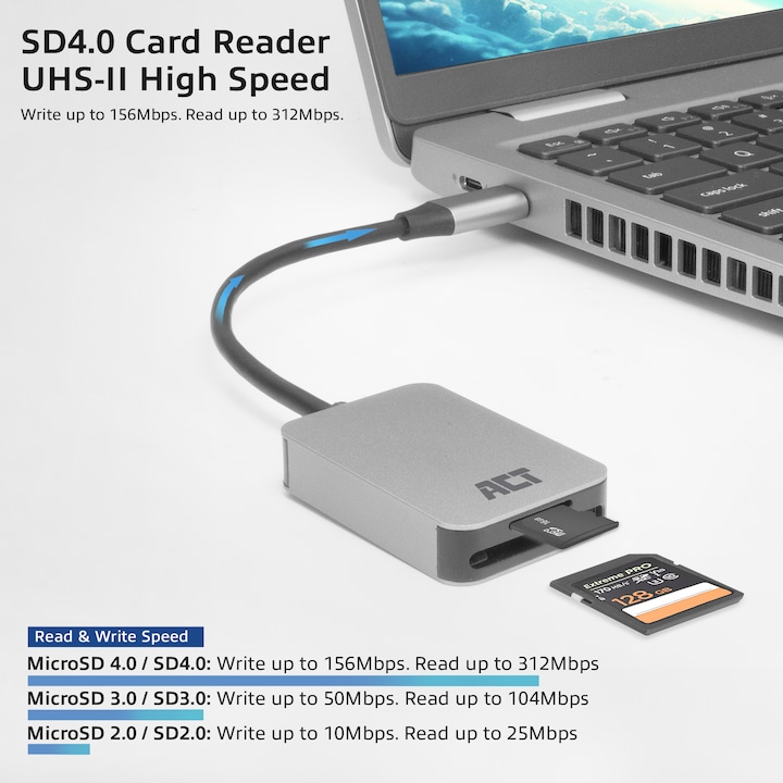 Produktbild USB-C card reader for SD and micro SD, SD 4.0 UHS-II