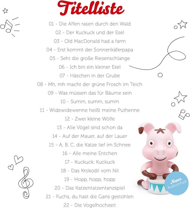 Actual product image Tonies Favourite Children's Songs - Animal Songs (Relaunch) (German)