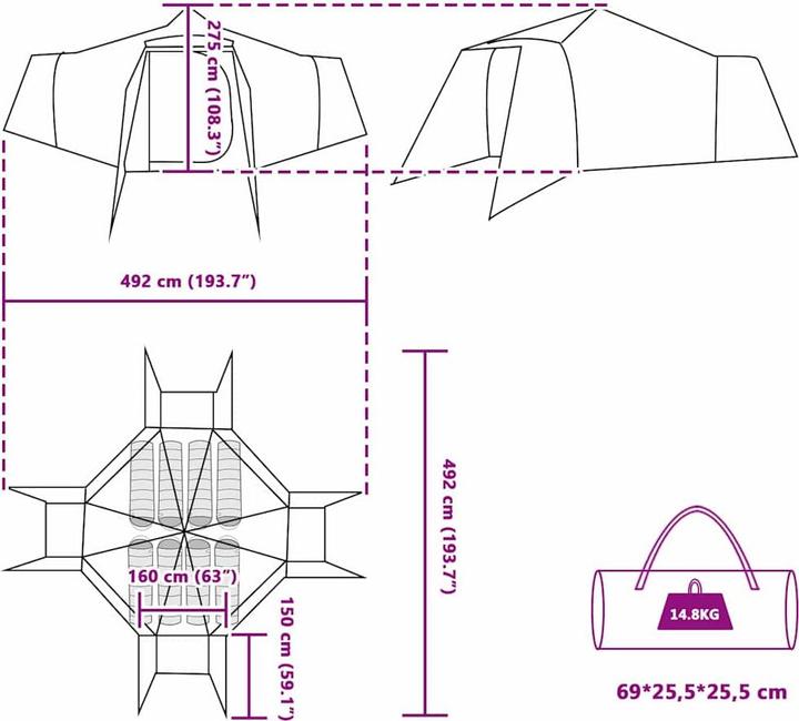 Produktbild vidaXL Campingzelt (14.80 kg, 6 Personen)