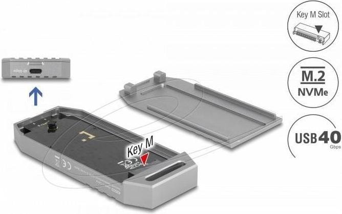 Produktbild Delock M.2 NVMe SSD Gehäuse USB 40 Gbps - werkzeugfrei (M.2 2280)