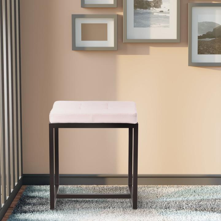 Actual product image CLP Barci stool with upholstery and black iron frame