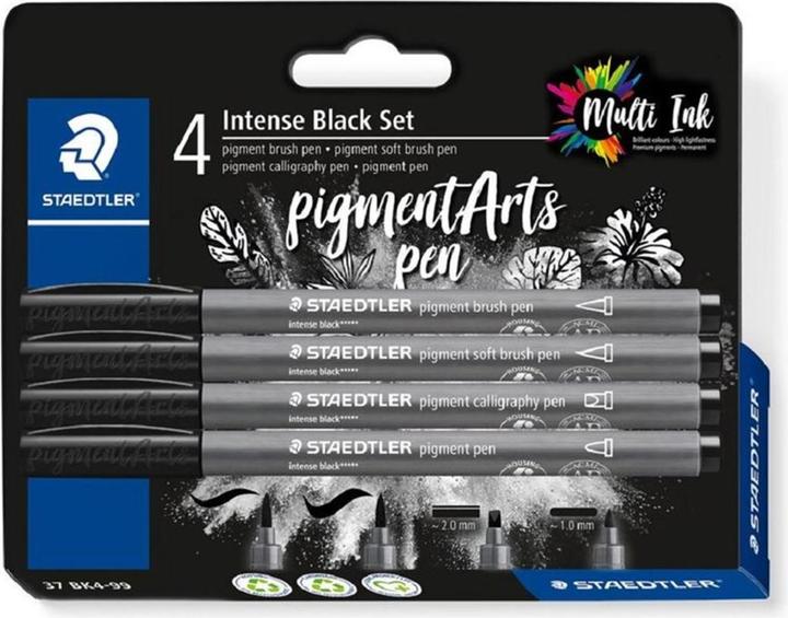 Produktbild Staedtler Fasermaler Pigment Arts Brush Pen Intense Black (4x)