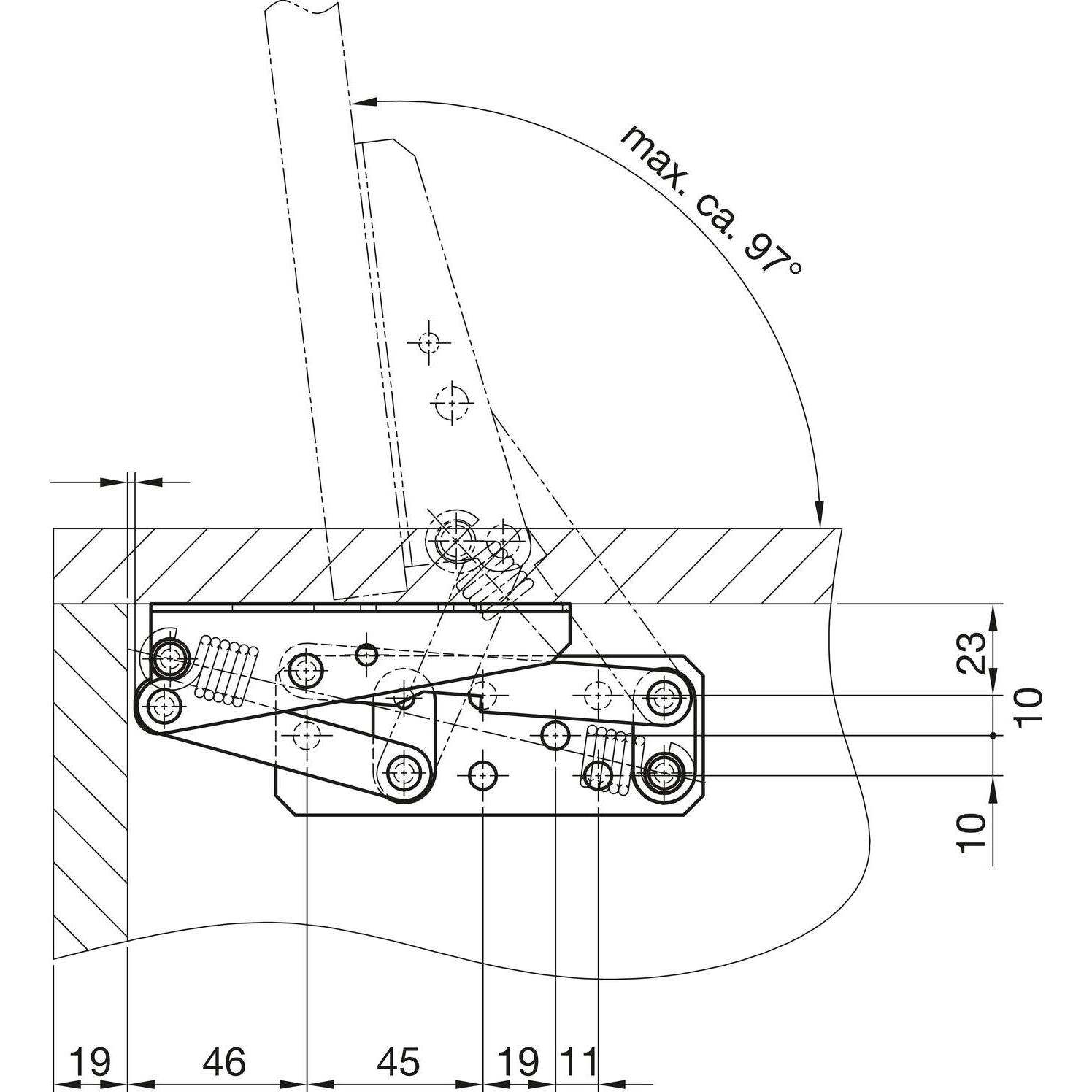 Thumbnail - Pohl, Schraubstock + Zwinge, Truhenbankbeschlag EW-420 ohne Feder, Öffnungswinkel 95°, Stahl blau verzinkt