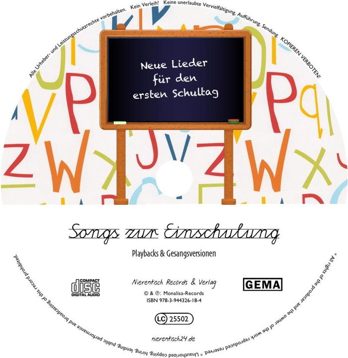 Produktbild Songs zur Einschulung (Deutsch, Reinhard Kossak, 2014)