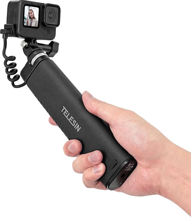 Actual product image Telesin Power grip selfie stick (With power bank) TE-CSS-001