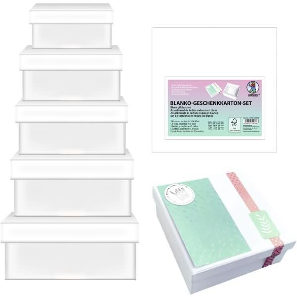 Thumbnail - Ursus, Geschenkverpackung, Geschenkkarton-Set blanko VE=5 Stück Quadratisch (Geschenkpapier, 5 x)