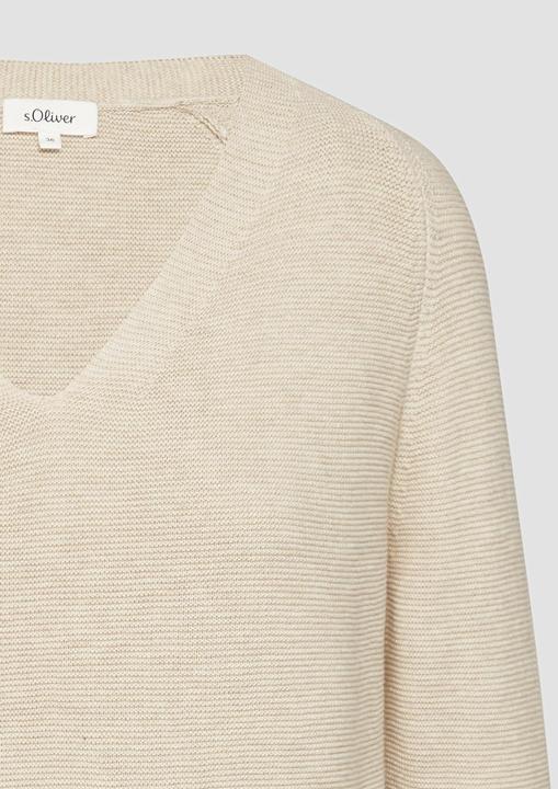 Immagine prodotto S.Oliver Strickpullover Gerippter Strickpullover aus Baumwollmix mit V-Ausschnitt (48)