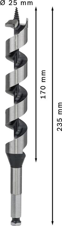 Produktbild Bosch Professional Zubehör PRO Wood Holzschlangenbohrer, 25 x 170 x 235 mm (11.1 mm)