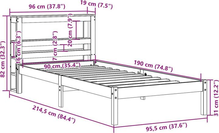Image du produit vidaXL Bettgestell (90 x 190 cm)