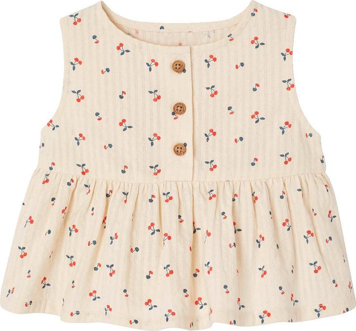 Produktbild Vertbaudet Baby-Set aus Ã¤rmelloser Bluse und weiter Hose mit Kirschen-Motive (62)