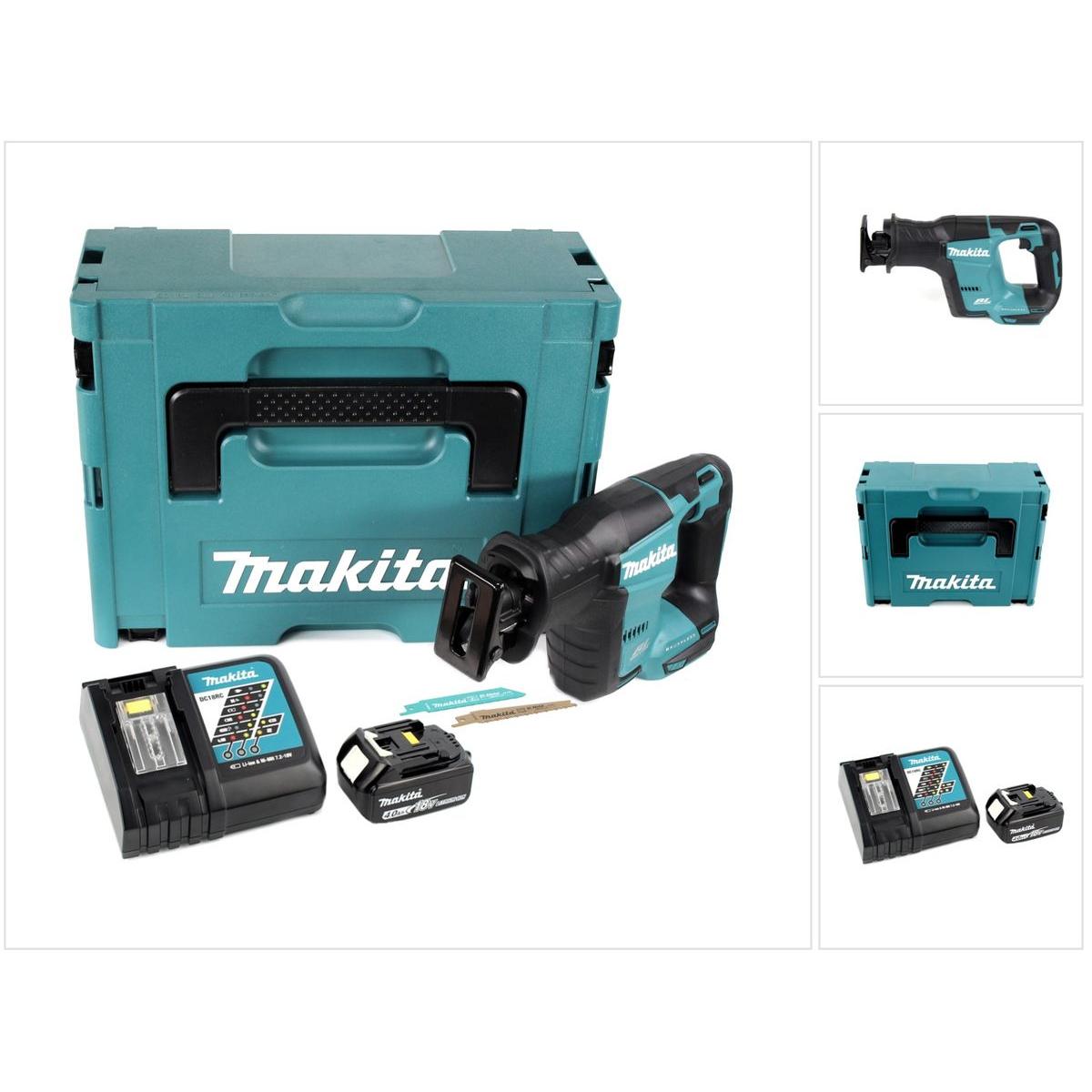 Makita, Säbelsäge, DJR 188 RM1J Akku Reciprosäge 18 V Brushless Säbelsäge im Makpac + 1x 4,0 Ah Akku + Ladegerät