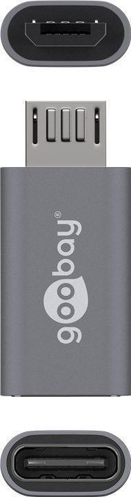 Produktbild Goobay USB 2.0 Hi-Speed Adapter, Grau, Grau (USB Typ-C)