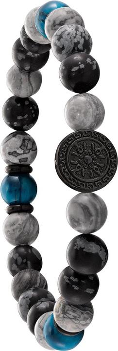 Produktbild Jourdan Schwarzes Stahlarmband, Schneeflockenstein, blaues Tigerauge (Natursteine)