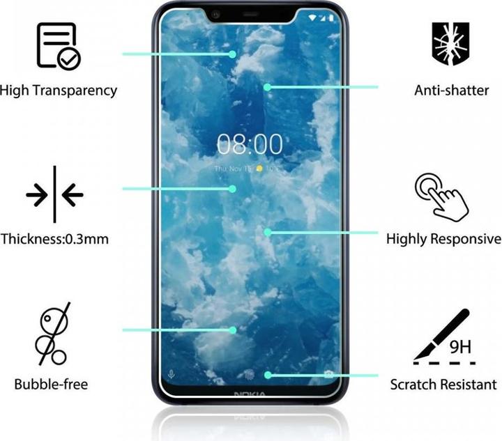 Actual product image Screenguard Nokia 8.1 Protective Glass Film Case Friendly Design (1 pcs., Nokia 8.1)