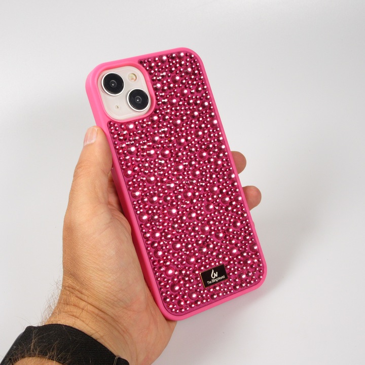 Produktbild PhoneLook Hülle Glitzer Diamant The Bling World Dunkelrosa (Apple iPhone 15)