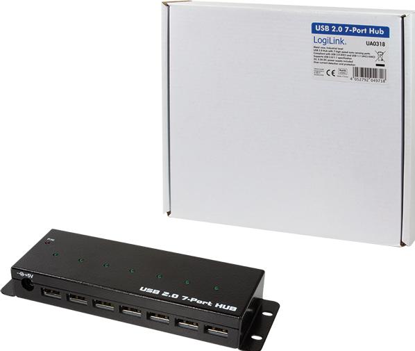Actual product image LogiLink USB 2.0 hub, 7 ports, industrial version (USB-A, 7 ports)