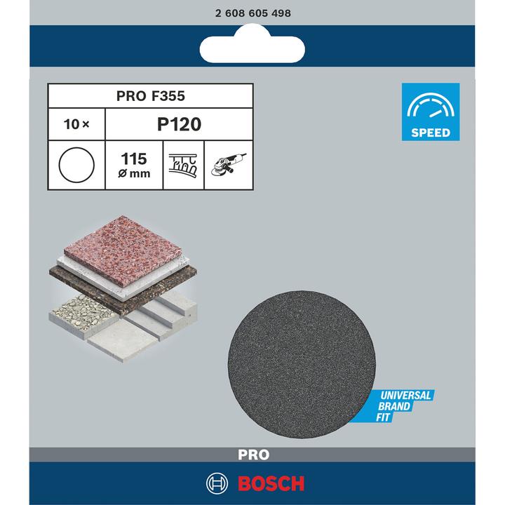 Produktbild Bosch Professional Zubehör PRO F355 Schleifblatt, 115 mm, G120 (120)