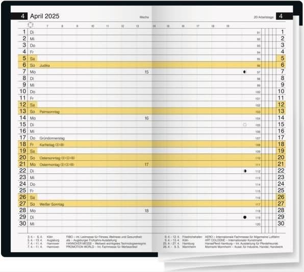 Produktbild Rido Taschenkalender Miniplaner d15 8,7x15,3cm 1 Monat/2 Seiten Kunststoff schwarz 2025 (Deutsch)