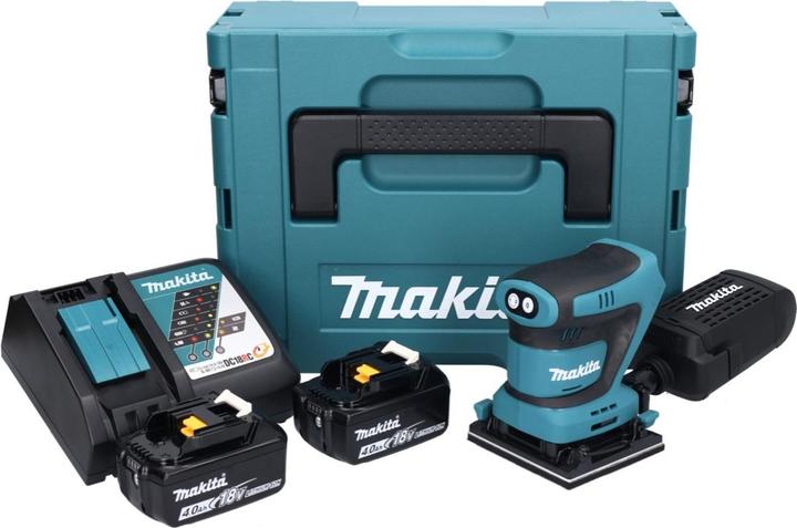 Produktbild Makita DBO 480 RMJ Akku Schwingschleifer 18 V 112 x 102 mm + 2x Akku 4,0 Ah + LadegerÃ¤t + Makpac (Schwingschleifer)