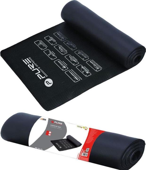 Actual product image Pure2improve Fitness mat 1830 mm, 580 mm, 10 mm, NBR foam rubber, black (10 mm)