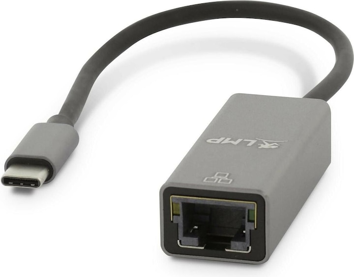 Produktbild LMP USB-C-auf-Gigabit-Ethernet-Adapter, grau (USB-C, RJ45 (1x))