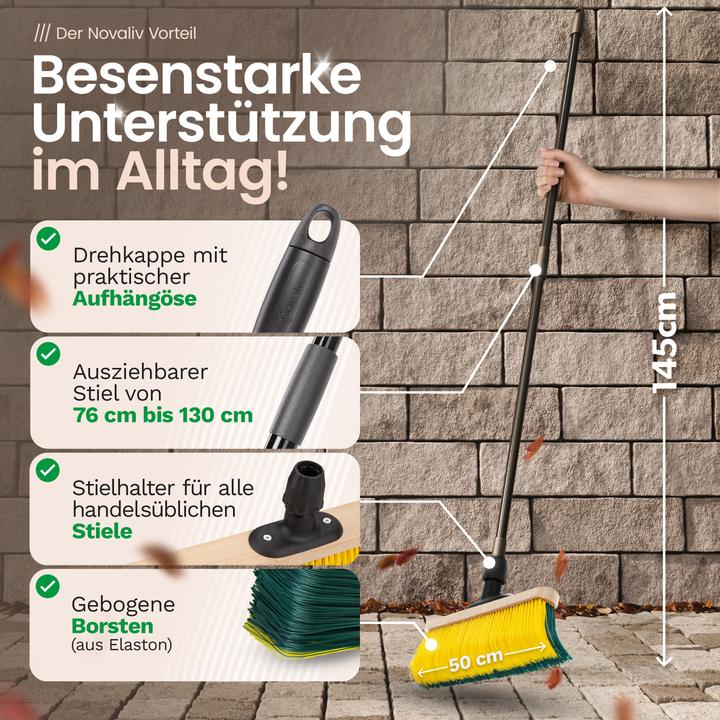 Actual product image Novaliv Premium Krallenbesen mit Stiel 50cm inkl. Kehrgarnitur Outdoor, Spezialbesen gebogenen (1 pcs.)