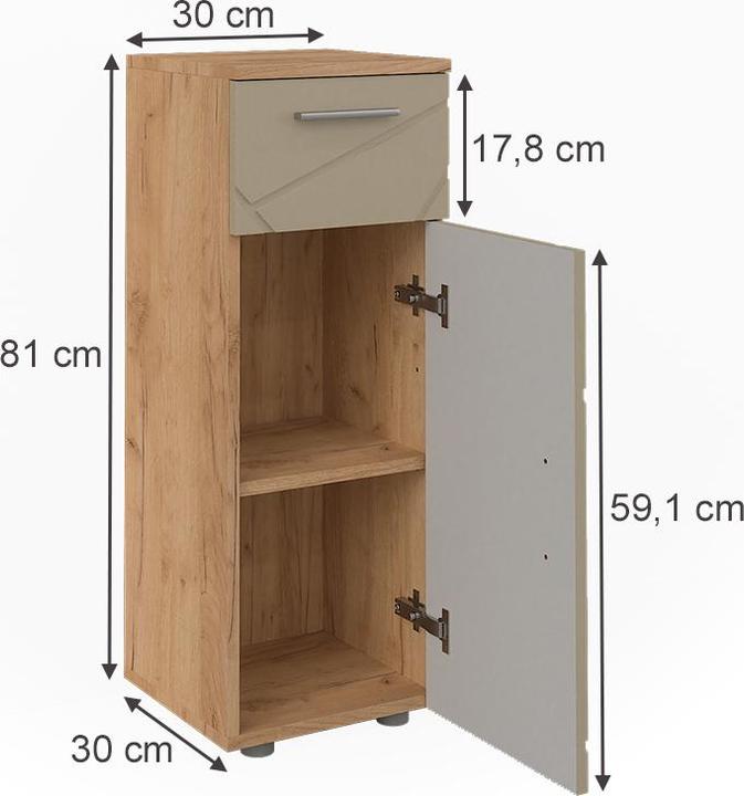 Produktbild Vicco Midischrank Irma, Goldkraft Eiche/Beige, 30 x 81 cm (30 x 30 x 81 cm)
