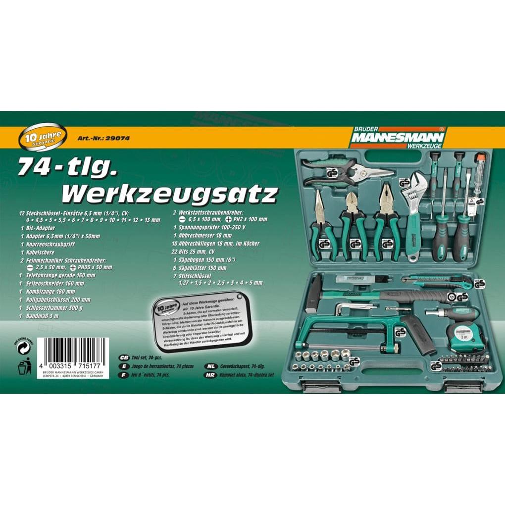 Thumbnail - Mannesmann, Werkzeugkoffer, Heimwerker Werkzeugset im Koff (74 Teile)