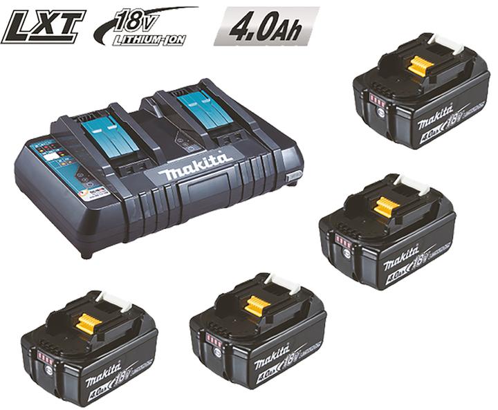 1 Doppelschnellladegerät, 4.0 Ah, 4 Li Ionen Akkus 18 Volt