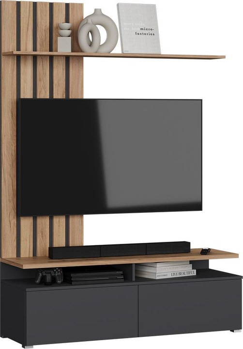 Immagine prodotto Vichy Wohnwand Harro, Goldkraft Eiche/Anthrazit