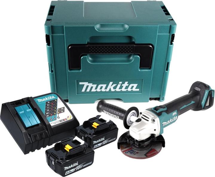 Actual product image Makita DGA 504 RGJ Battery angle grinder 18 V 125 mm Brushless + 2x battery 6.0 Ah + charger + Makpac (125 mm)