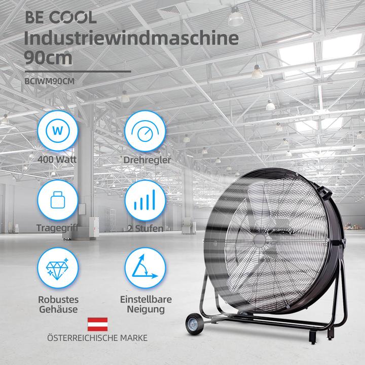 Immagine prodotto Be Cool BCIWM90CM Bodenventilator Industrie-Windmaschine 90cm (73 dB)