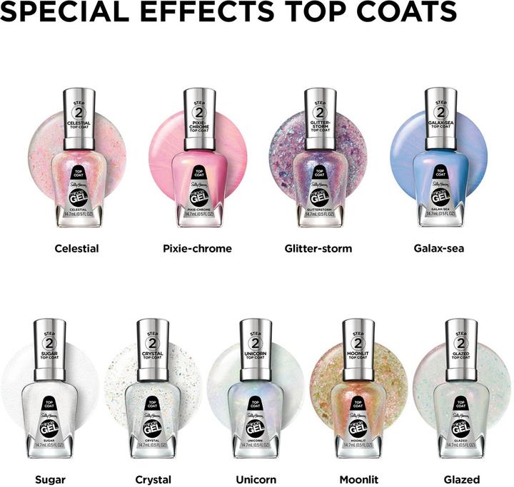 Actual product image Sally Hansen Miracle Gel Nail Polish Nail Top 106 15Ml (Unicorn Top Coat)