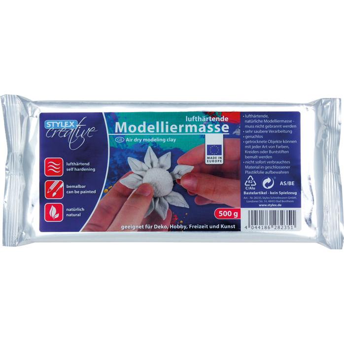 Magni Stylex 28235 - Lufthärtende Modelliermasse, 500 g in weiss, beliebig bemalbar, geruchsneutral, au