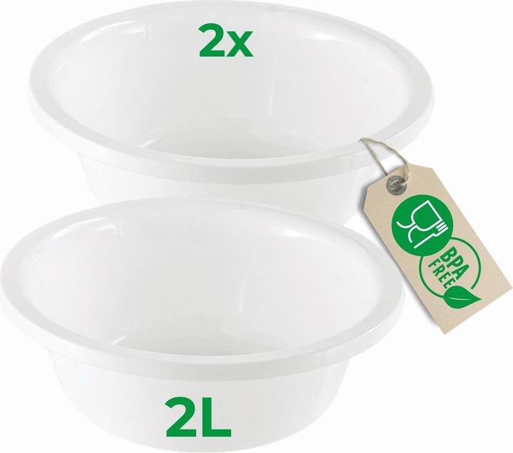 Actual product image Novaliv 2x Spülschüssel Rund 2L, D24 cm, Weiss, BPA-frei Spülmaschinenfest Ideal für Küche und Campin