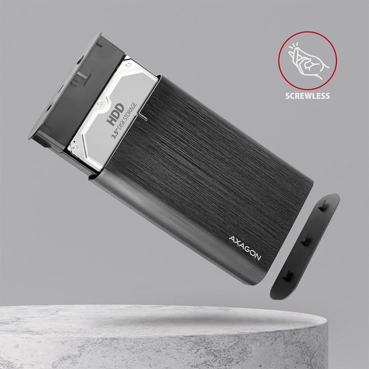 Actual product image Axagon EE35-A6C RAW HDD enclosure, USB-C 3.0, SATA 6G, 3.5 / 2.5 inch - black (2.5", 3.5")