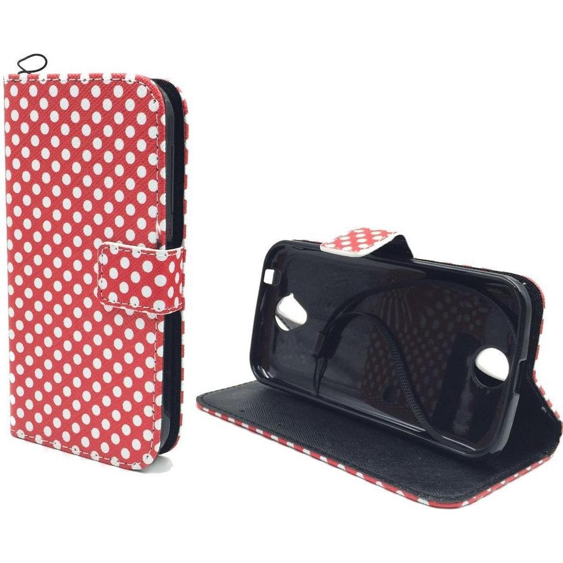 Thumbnail - König Design Schutz Hülle für Xiaomi Redmi Note 2 Polka Dot Rot Tasche Cover + 1 Panzer Schutz Glas (Xiaomi Redmi Note 2...