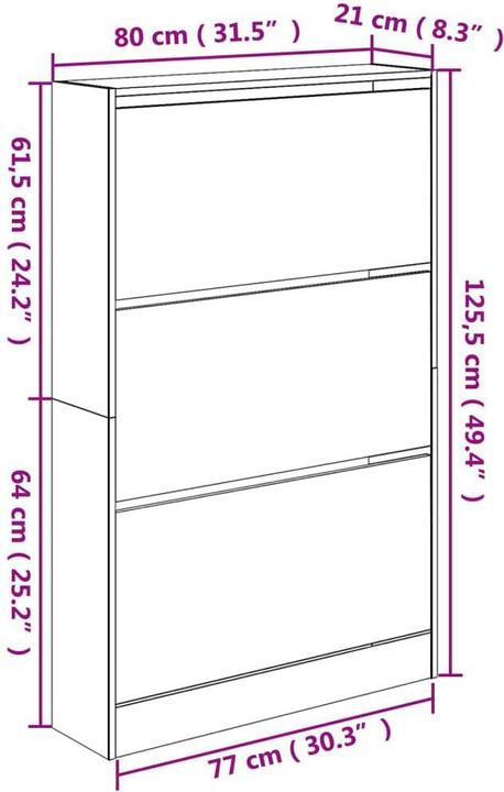 Image du produit vidaXL Nalani (80 x 21 x 125.5 cm)