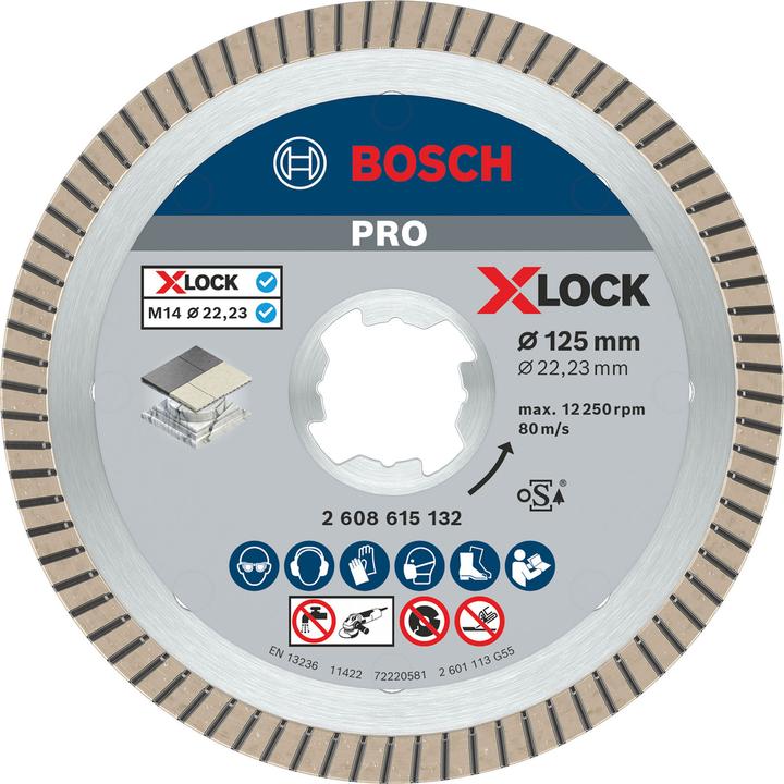 Produktbild Bosch Professional Zubehör PRO Ceramic X-Lock Diamanttrennscheibe, 125 x 22,23 mm, 22,23 mm