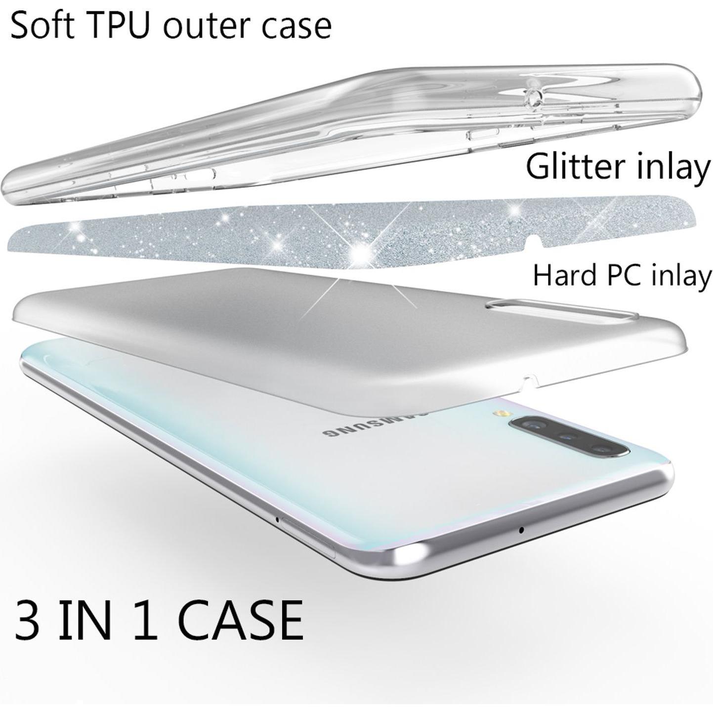 Thumbnail - Nalia Glitzer Hülle (Samsung Galaxy A50), Smartphone Hülle, Silber