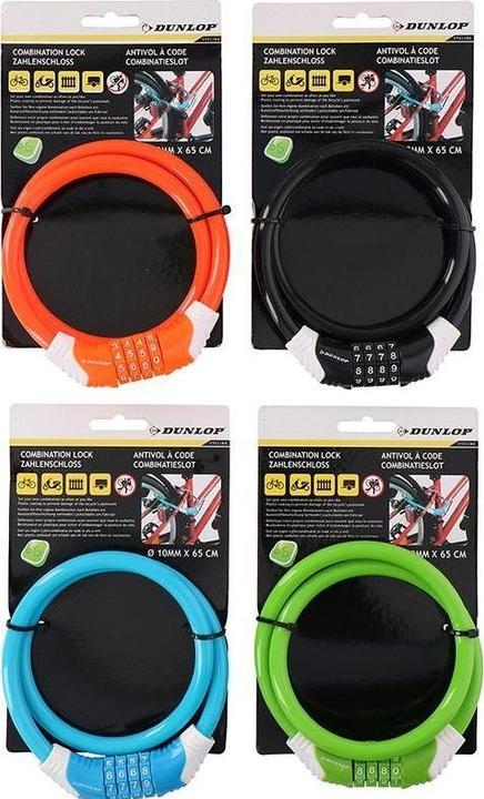 Dunlop - Diebstahlsicheres Fahrradschloss mit Code (orange) (65 cm)