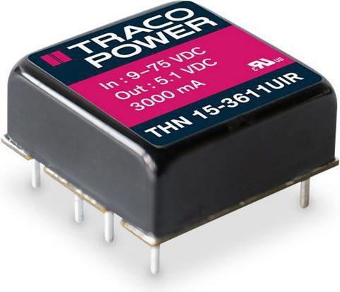 Actual product image TracoPower DC/DC converter 14... 160V 5.1V 3A 15W