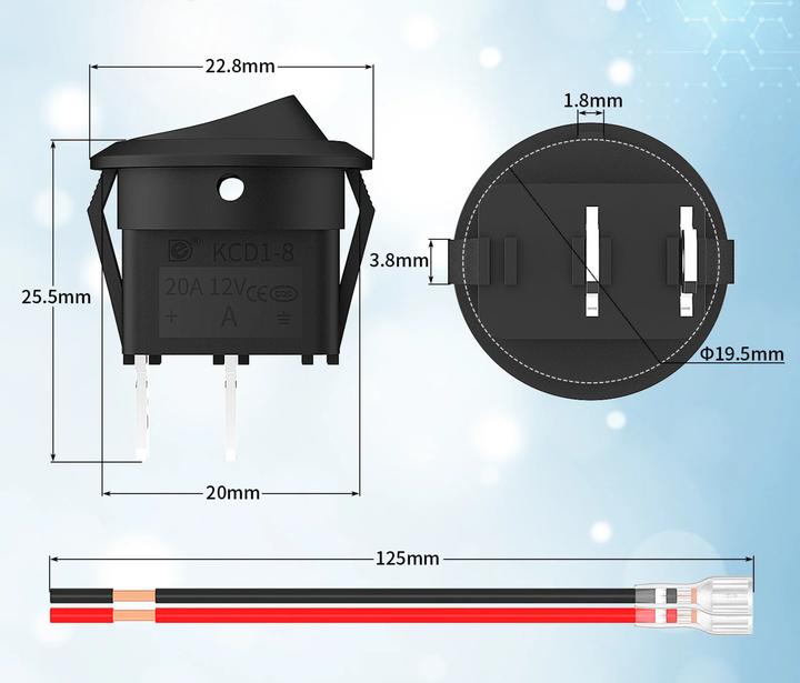 Produktbild Daier Wippschalter 20A | 20mm On-Off
