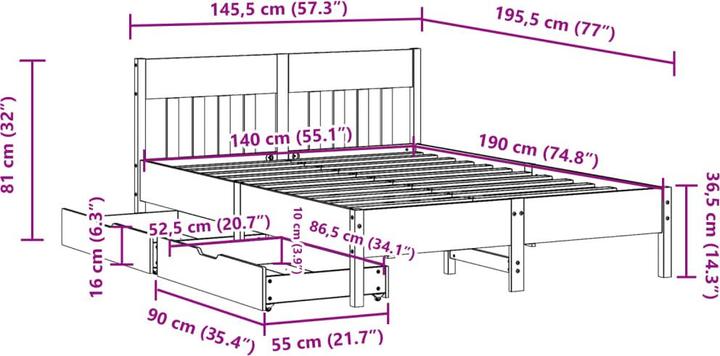 Image du produit vidaXL Bettgestell (140 x 190 cm)