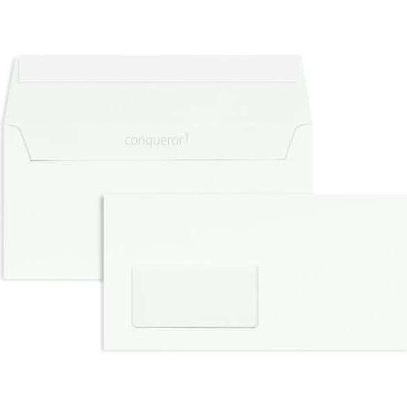 Blanke, Briefumschlag, Briefumschläge Conqueror Smooth Glatt DL 120g/qm HK Fenster VE=500 St. Diam.weiss (110 x 220 mm, ...