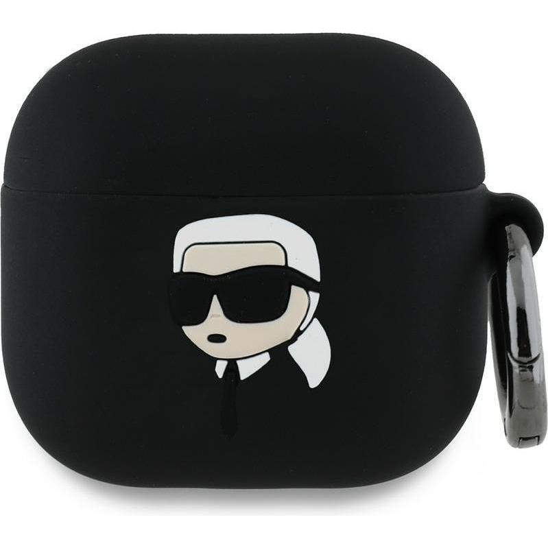 Karl Lagerfeld KLA4RUNIKK AirPods 4 cover black/black Silicone Karl Head 3D (Kopfhörer Tasche), Kopfhörertasche + Schutz...