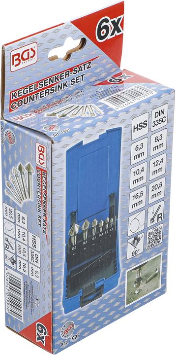 Immagine prodotto BGS Set di svasatura (6,3 mm, 8,3 mm, 10,4 mm, 12,4 mm, 16,5 mm, 20,5 mm)