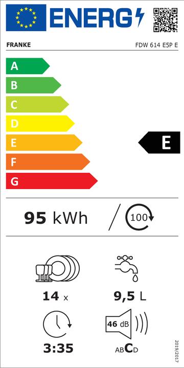 Label énergétique Franke Einbaugeschirrspüler 60 cm