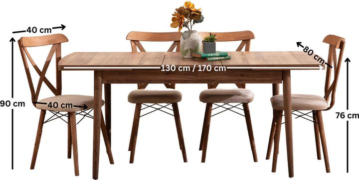 Image du produit Homitis Cenova Extendable Dining Table & Chairs Set (5 Pieces)
