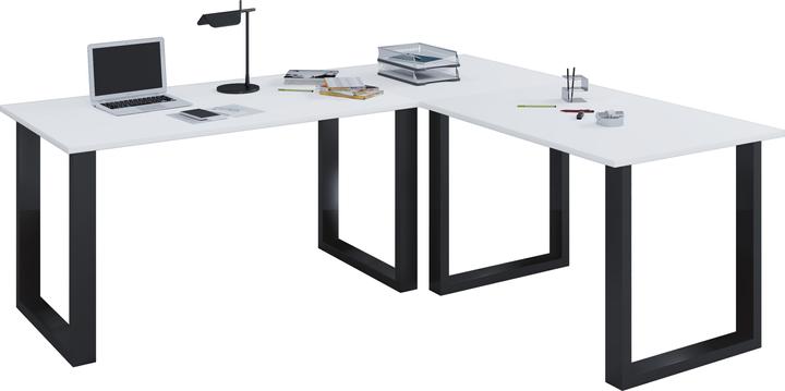 VCM Mobilier de bureau Bureau d'angle Lona profondeur 80 cm U Alu noir